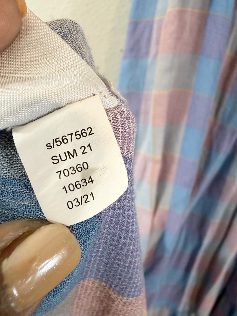 Loft Tiered Midi Dress Size L Blue Purple Plaid Smocked Sleeveless Casual Preppy - Picture 7 of 9